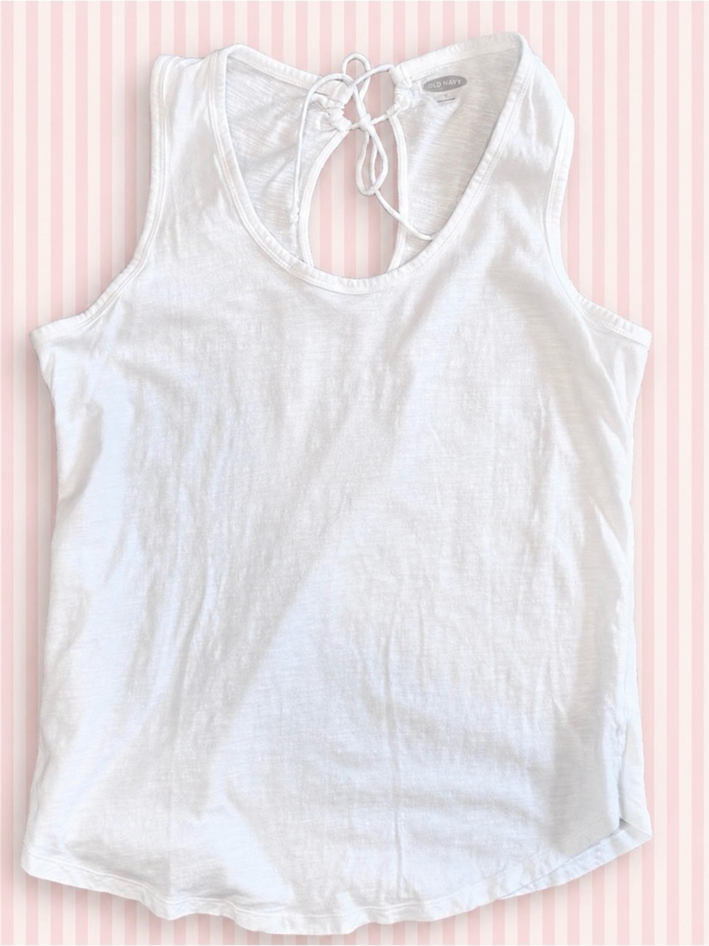 Old Navy White Tie Back Sleeveless Cotton Tank Top Large